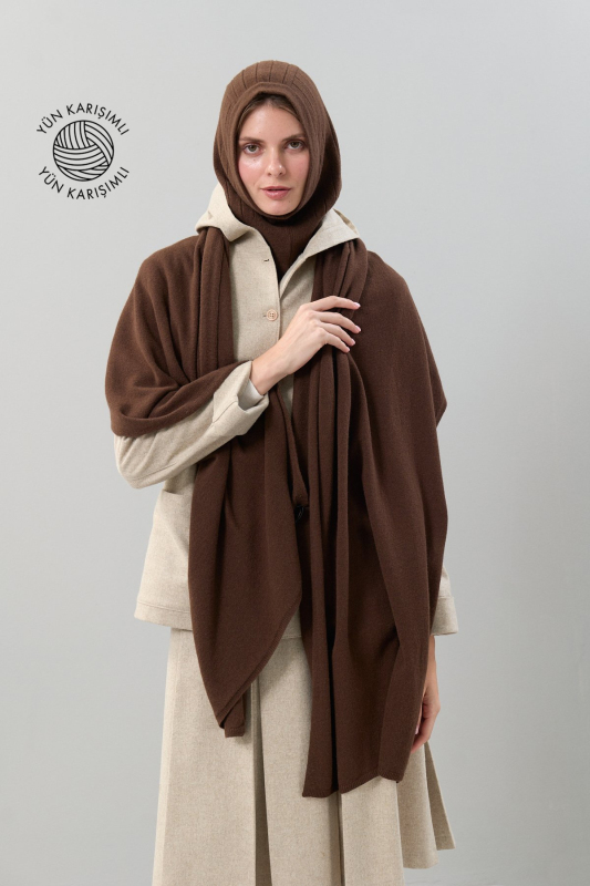 Yün Atkı Kahve - 1