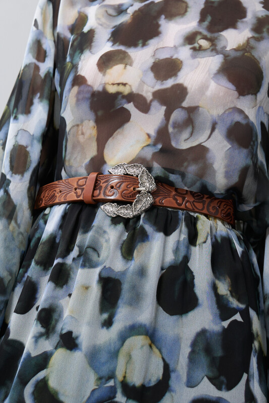 %100 Deri İşleme Detaylı Kemer Taba - Roman (1)