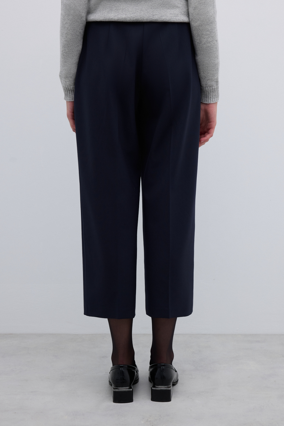 Yün Karışımlı Düz Paça Pantolon Lacivert - 2