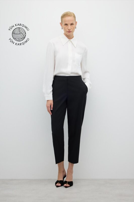 Düz Paça Pantolon Siyah - 1