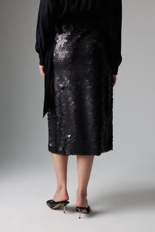 Payetli Midi Boy Etek Siyah - 3