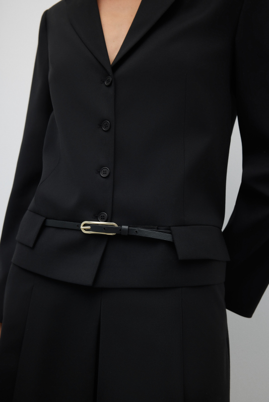 Erkek Yaka Çıkarılabilir Kemerli Ceket Siyah - 4