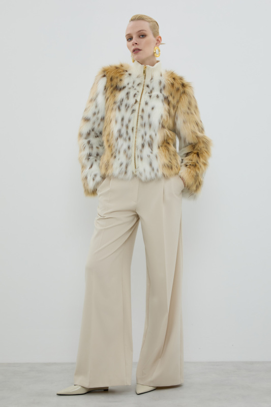 Ribana Yakalı Fermuarlı Kürk Mont Standart Renk - 1