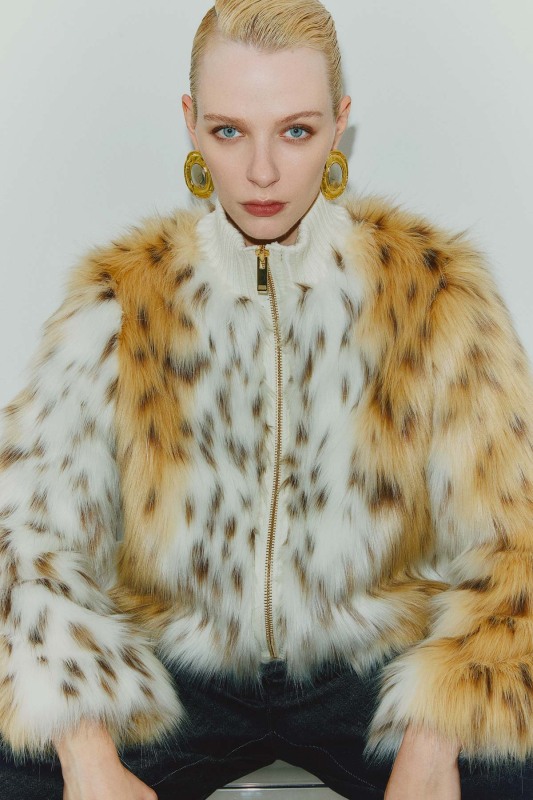 Ribana Yakalı Fermuarlı Kürk Mont Standart Renk - 2