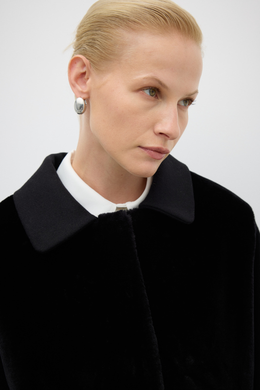 Önü Kürt Detaylı Kaban Siyah - 3