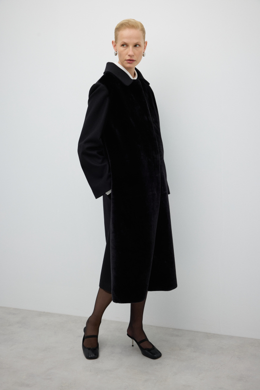 Önü Kürt Detaylı Kaban Siyah - 5