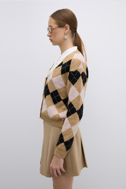 V Yaka Triko Hırka Standart Renk - 5