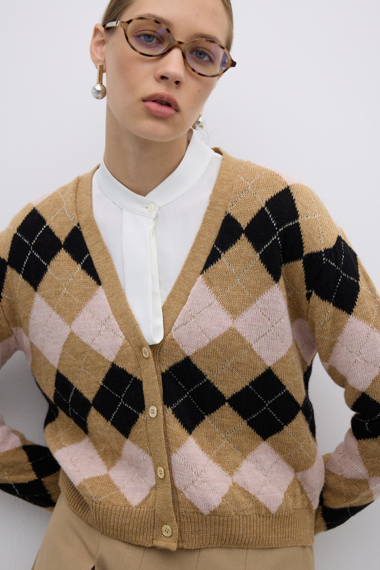 V Yaka Triko Hırka Standart Renk - 3