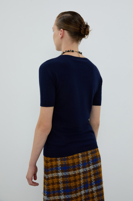 Bisiklet Yaka Triko Lacivert - 2