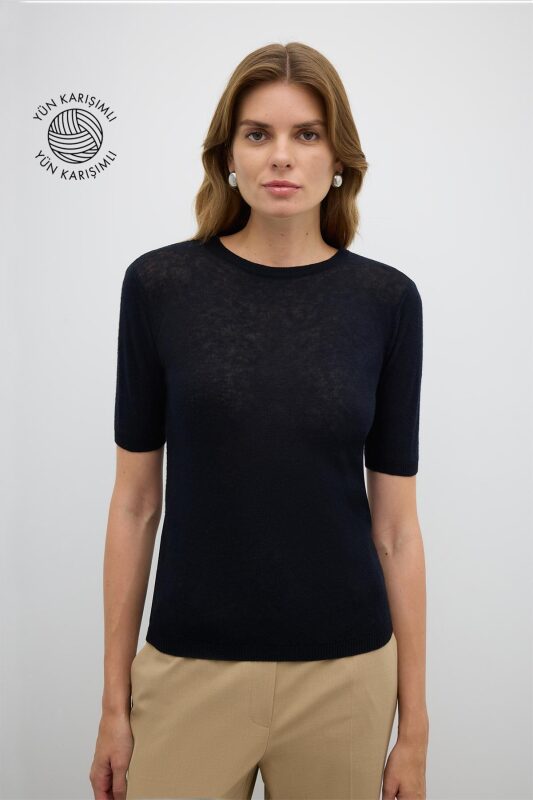 Bisiklet Yaka Triko Siyah - 1