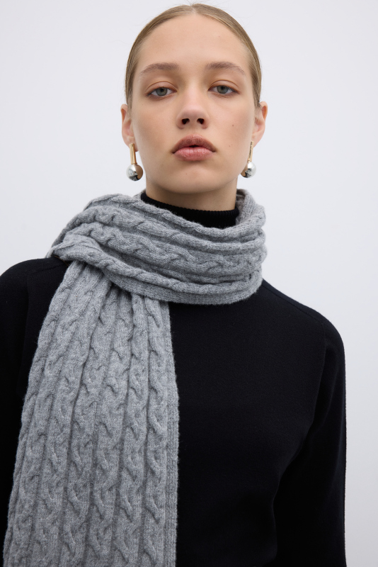 Yün Karışımlı Atkı Gri - Roman (1)