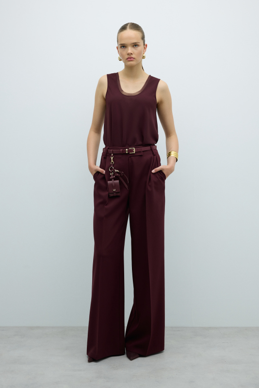 Mini Çanta Detaylı Kemer Bordo - Roman (1)