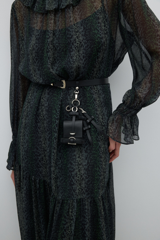 Mini Çanta Detaylı Kemer Siyah - Roman (1)