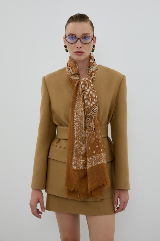 Yün ve İpek Karışımlı Şal Standart Renk - Roman (1)