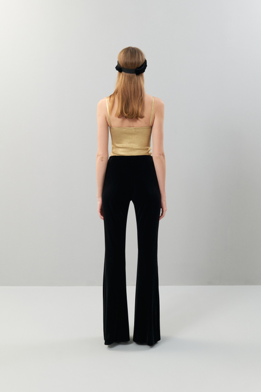 Kadife İspanyol Paça Pantolon Siyah - 2