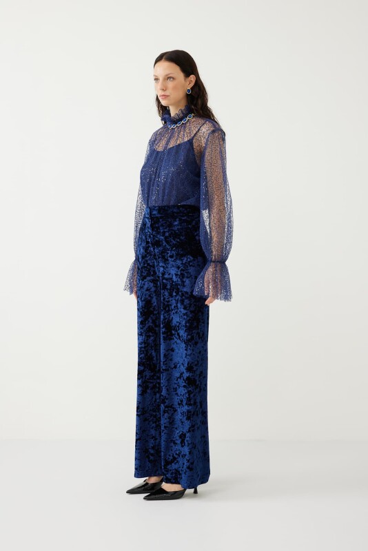 Kadife Pantolon Lacivert - 3