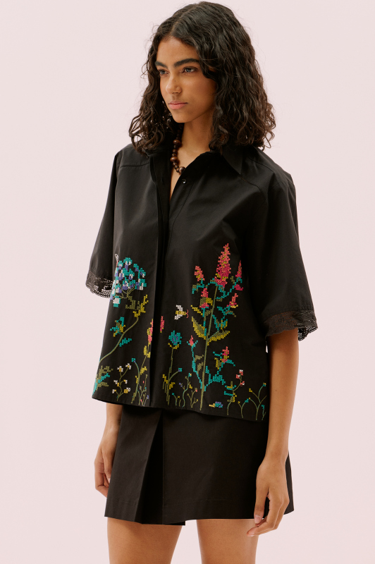 Kanaviçe İşlemeli Gömlek Standart Renk - 1