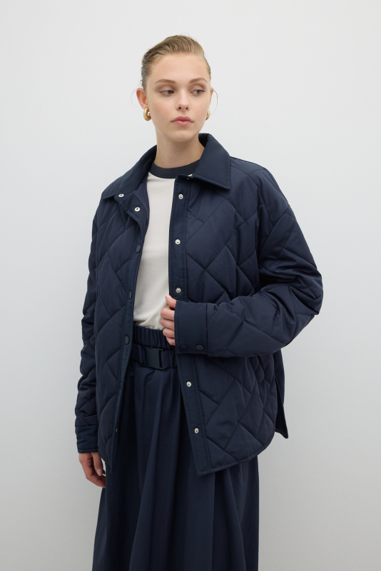 Kapitone Ceket Lacivert - 1