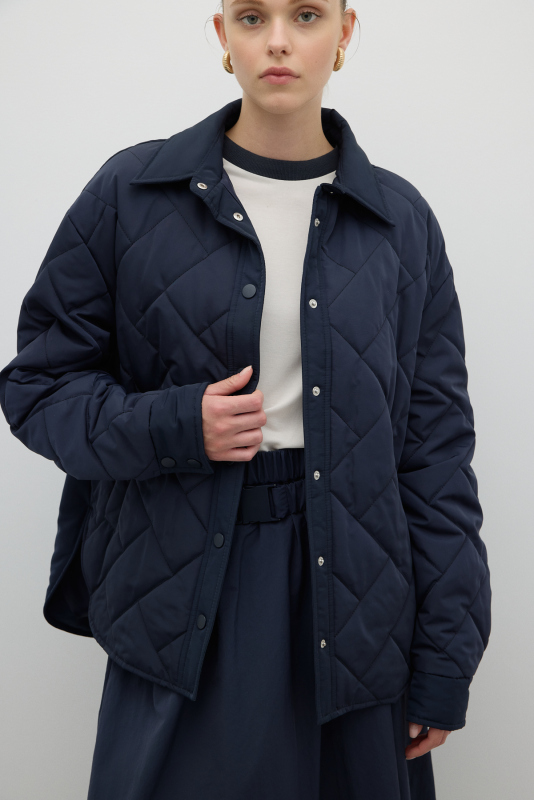 Kapitone Ceket Lacivert - 5