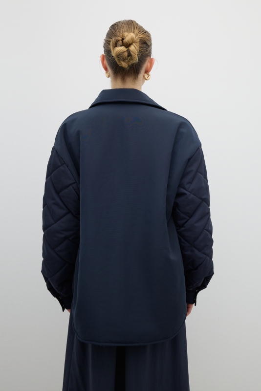 Kapitone Ceket Lacivert - 2