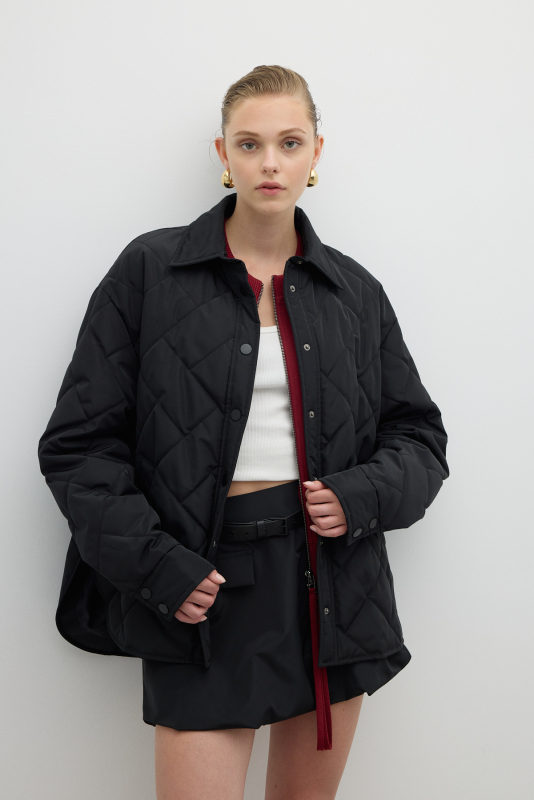 Kapitone Ceket Siyah 