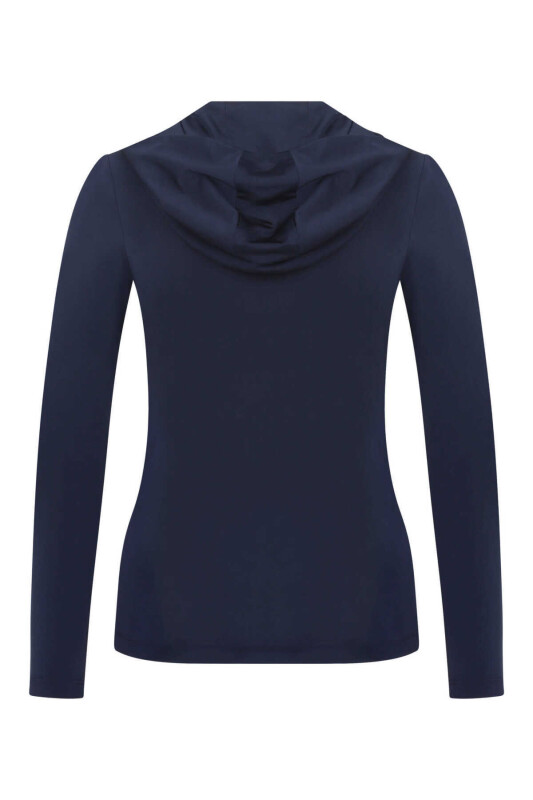  Hooded Zipper Detailed Blouse Navy - Roman (1)