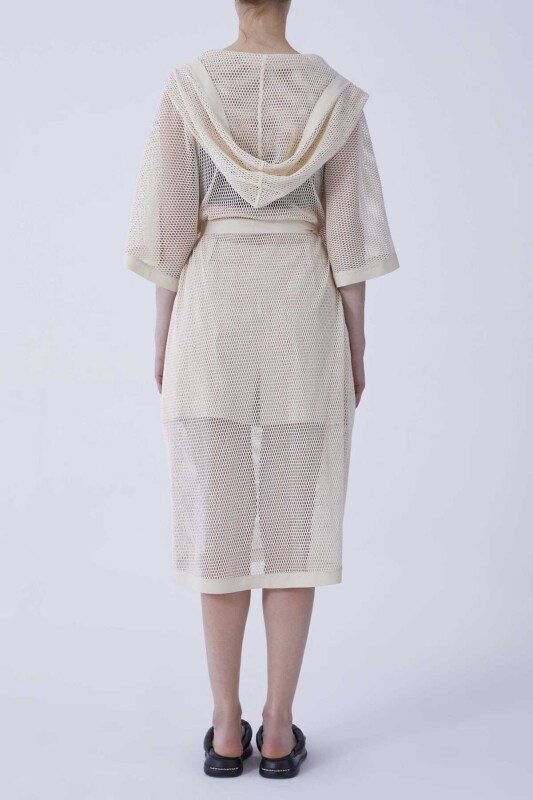 Kapüşonlu File Kap Bej - 2