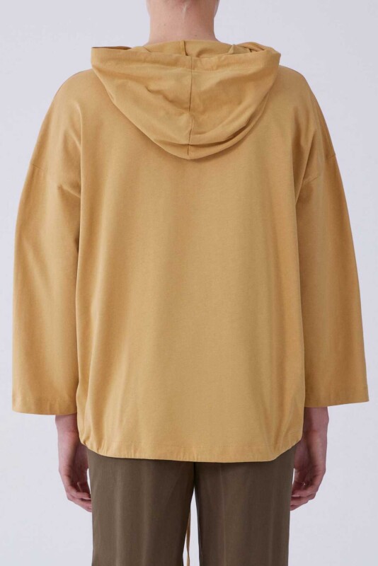 Kapüşonlu Kadın Sweatshirt Bej - 2