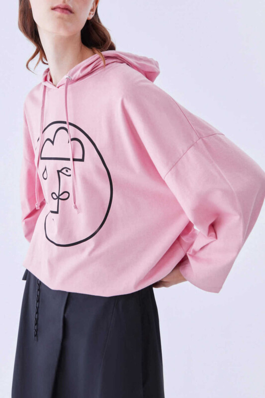Kapüşonlu Kadın Sweatshirt Pembe - 3