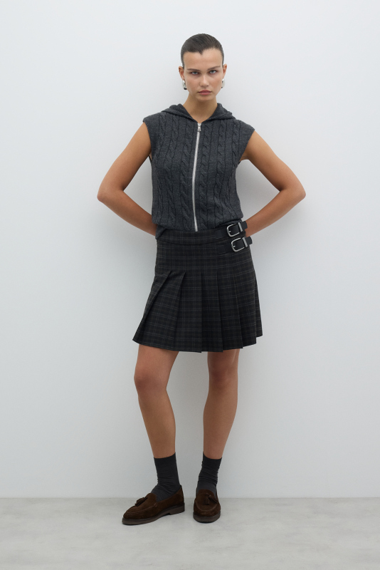 Kapüşonlu Triko Yelek Antrasit - 4