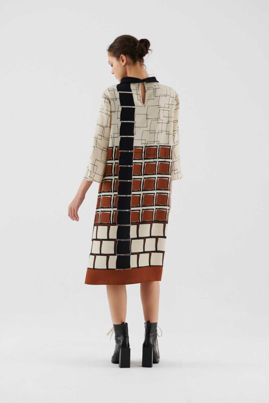  Kare Desenli Günlük Elbise Standart Renk - 2