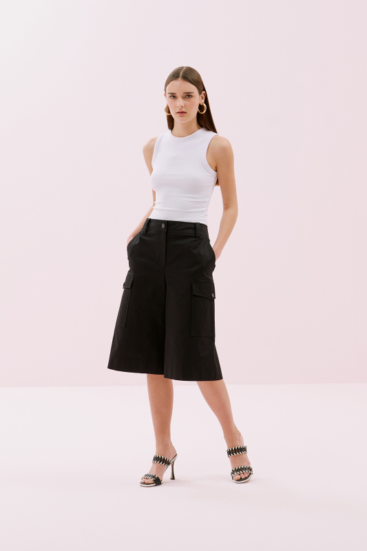 Kargo Cepli Bermuda Pantolon Siyah - 4