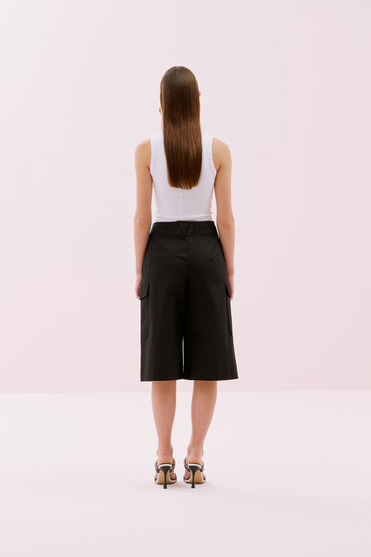 Kargo Cepli Bermuda Pantolon Siyah - 2