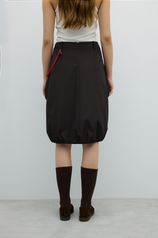 Kargo Cepli Kordon Detaylı Etek Kahve - 2