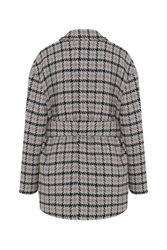 Yün Karışımlı Kazayağı Desenli Yün Kaban Standart Renk - 5