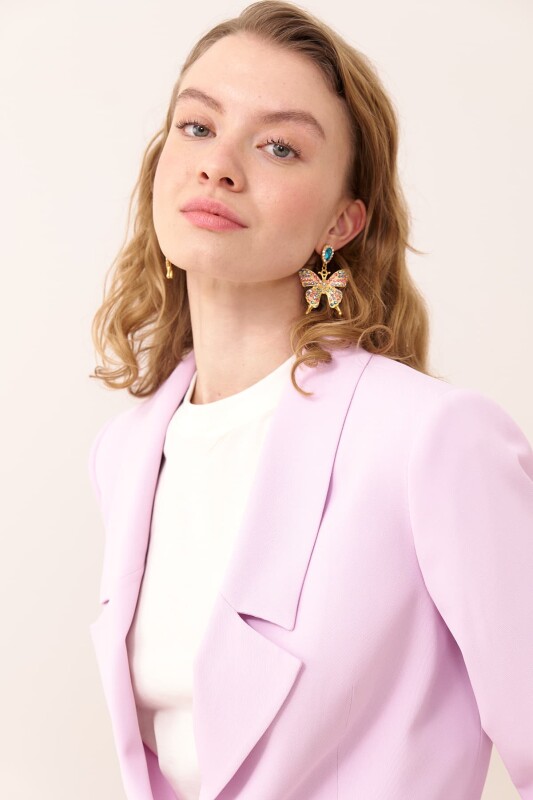 Kelebek Figürlü Taşlı Küpe Standart Renk - Roman (1)