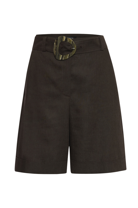 Kemer Detaylı Double Paça Şort Kahve - 5