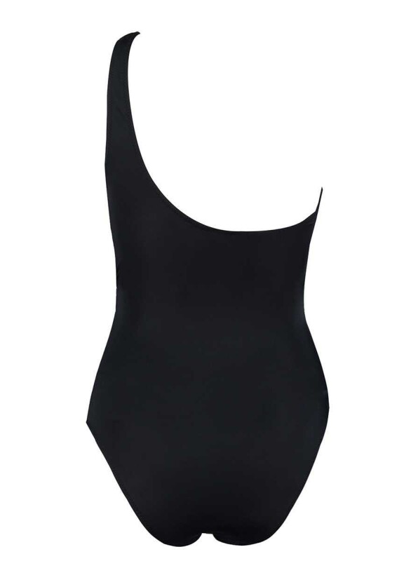 Kemer Detaylı Tek Omuzlu Mayo Gri-Siyah - 2