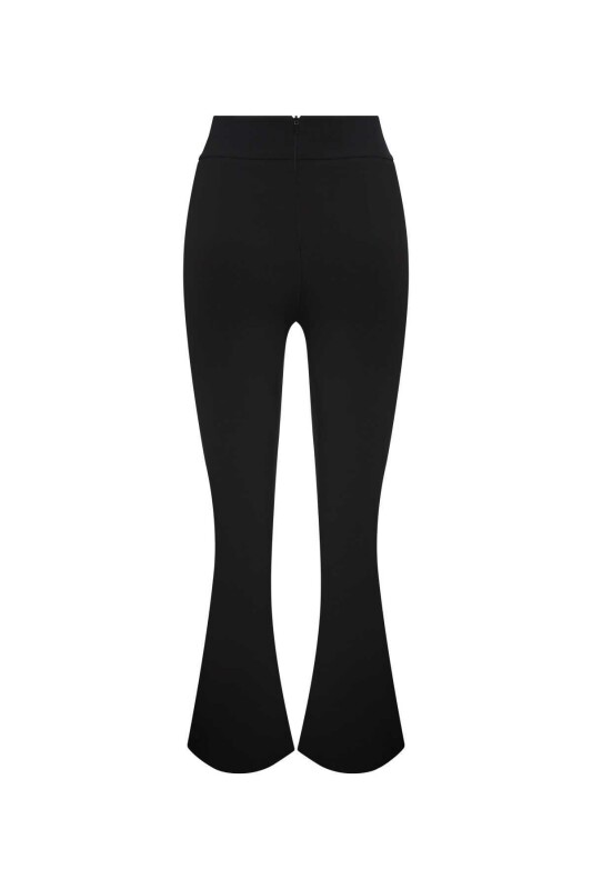  Kemer Detaylı Yırtmaç Paçalı Kadın Pantolon Siyah - 5