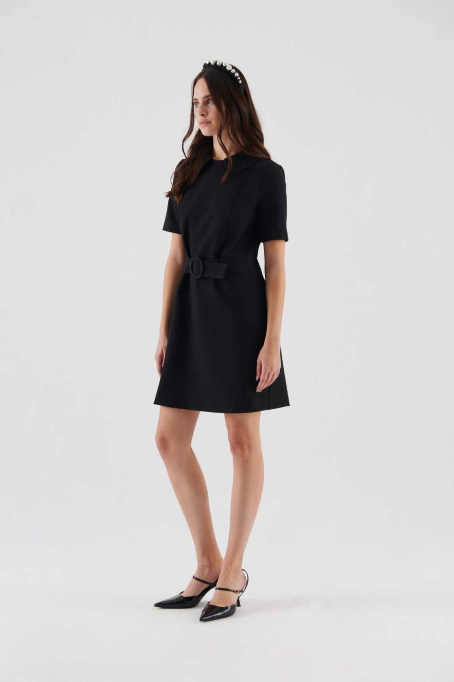Belted Mini Dress Black - 3