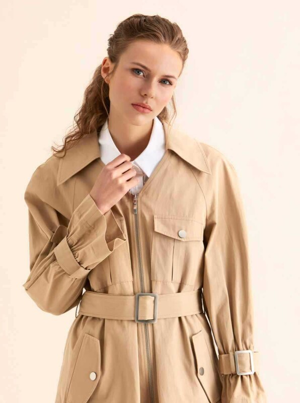 Belted Trench Coat Beige - 3