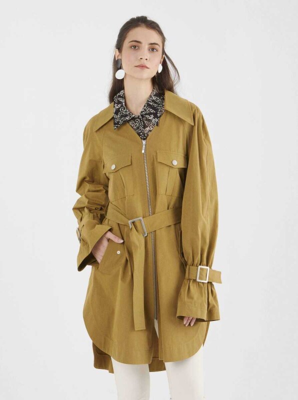 Belted Trench Coat Khaki - 4