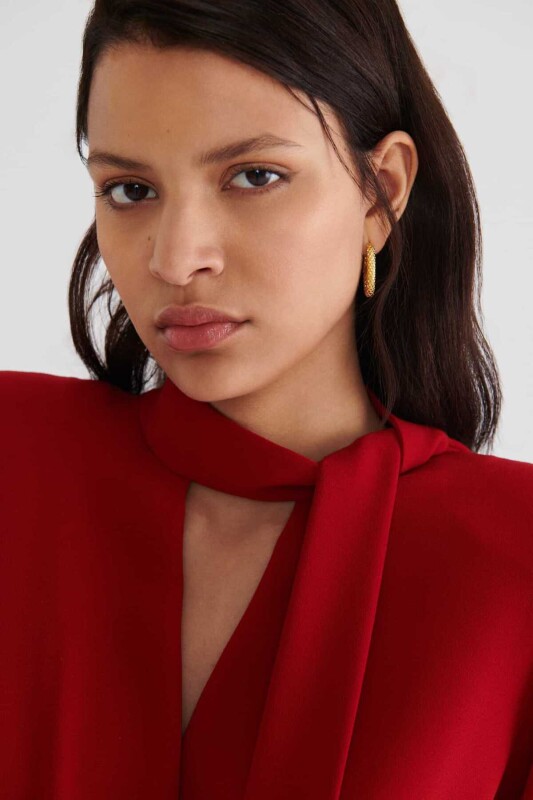  Kesme Şekilli Gold Rengi Küpe Standart Renk - Roman (1)