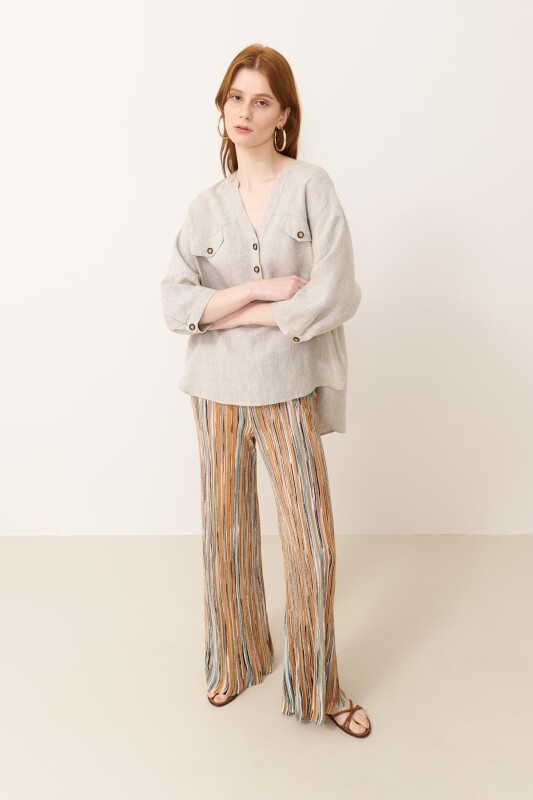 Keten Bluz Naturel - 3