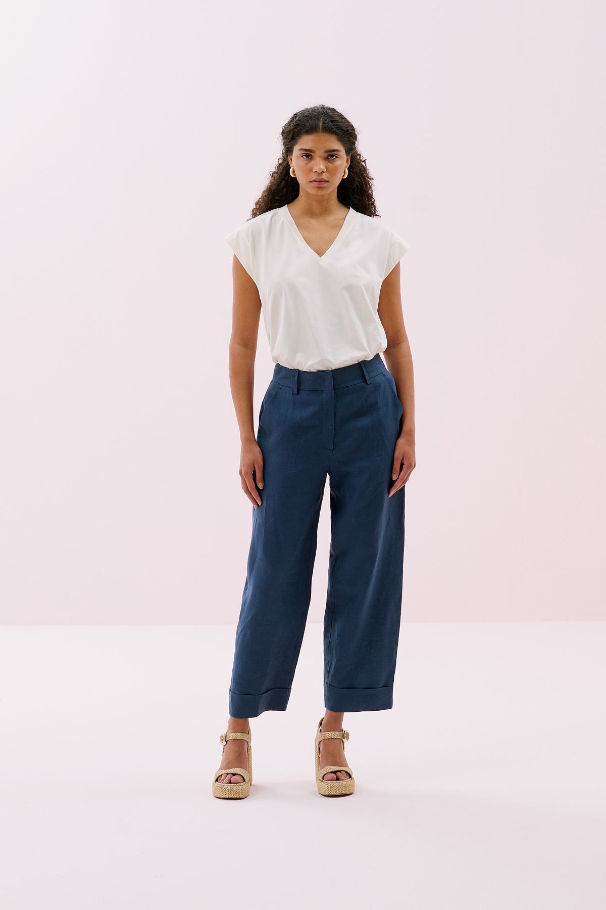 Keten Double Paça Pantolon Lacivert