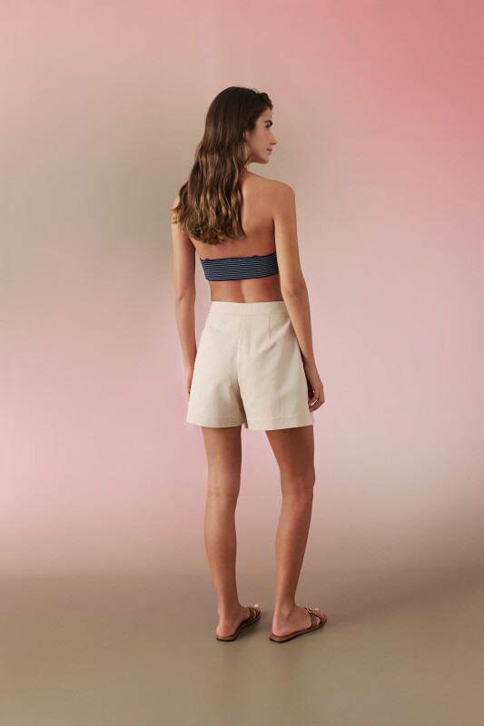 Keten Şort Etek Bej - Roman (1)