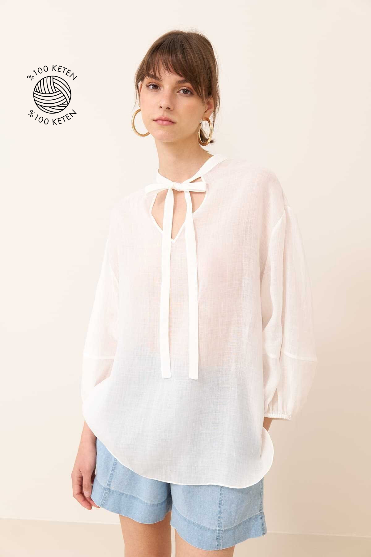 Keten Tunik Ekru