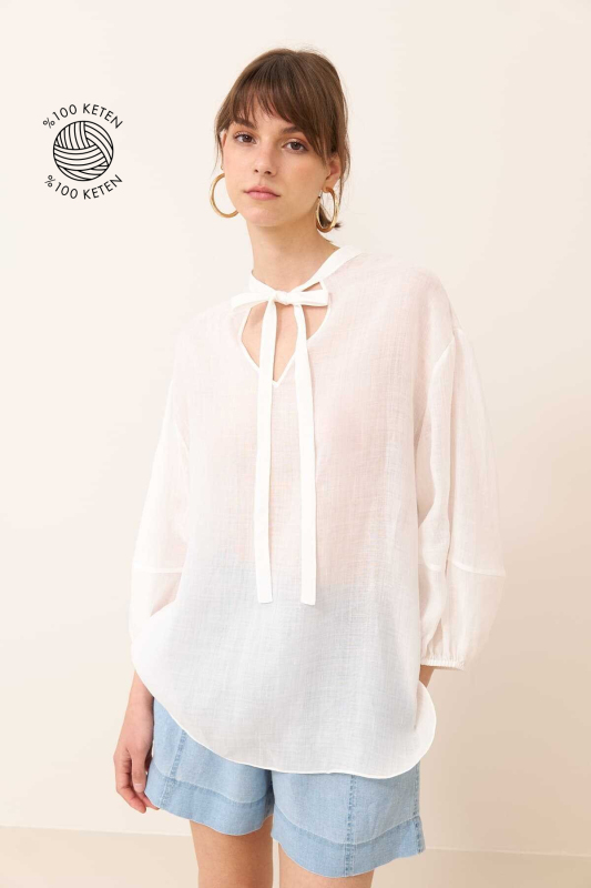 Keten Tunik Ekru - Roman