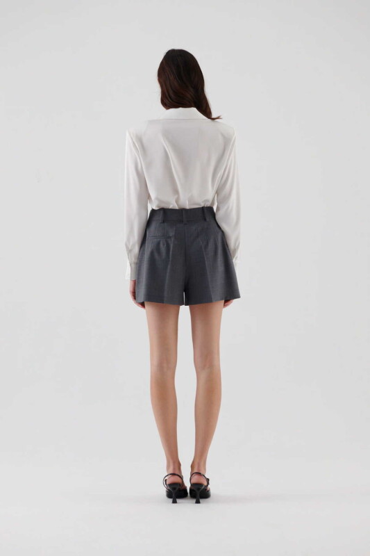 Yün Karışımlı Şort Açık Gri - 4