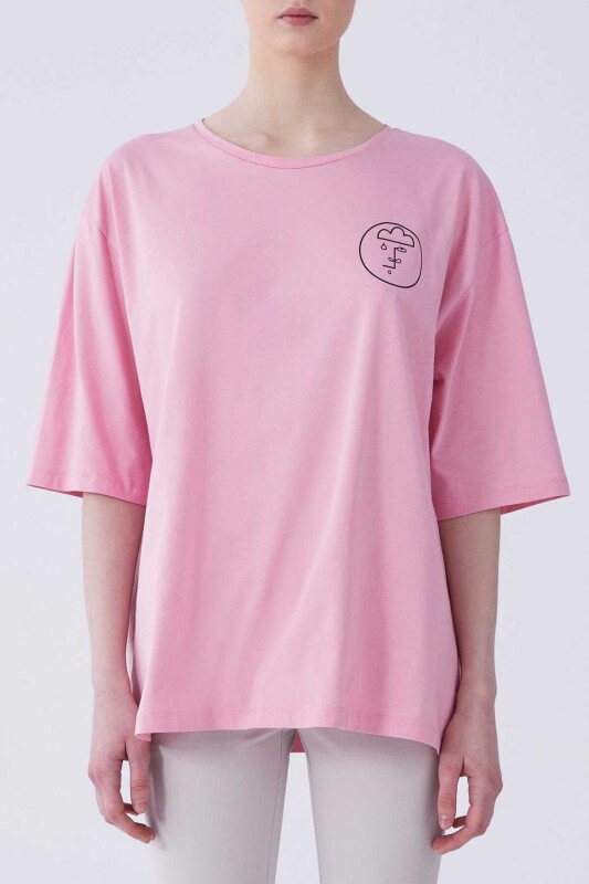 Kısa Kol T-shirt Pembe - 1